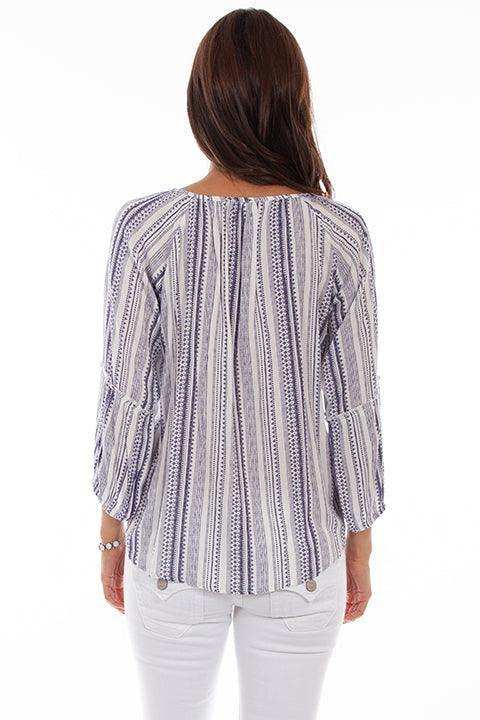 Scully NAVY 3/4 SLEEVE PEASANT TOP - Scully Leather - Flyclothing LLC