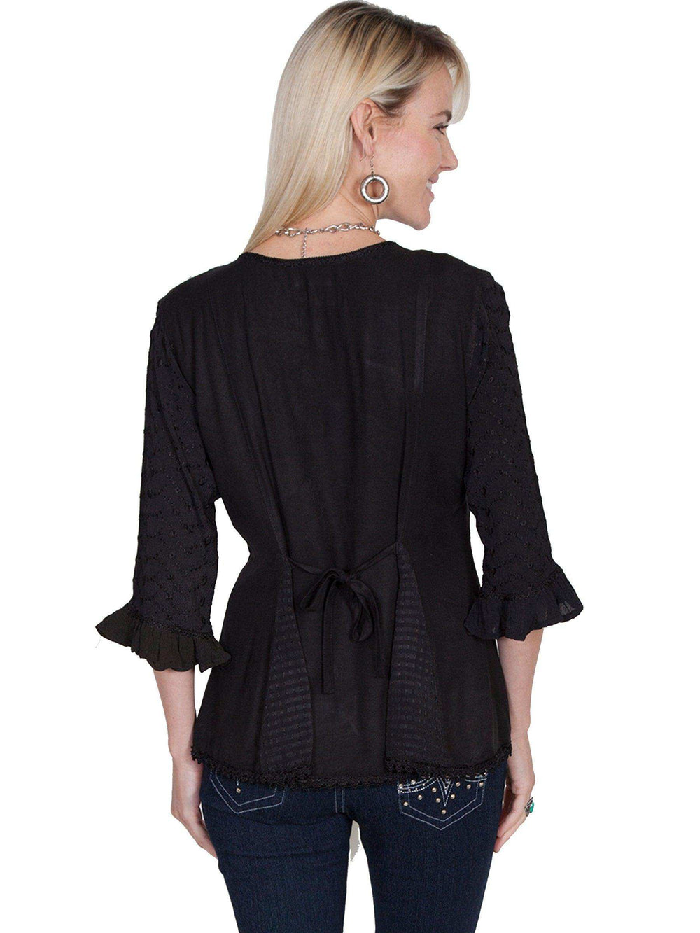 Scully BLACK RAYON 3/4 SLEEVE BLOUSE - Scully Leather - Flyclothing LLC