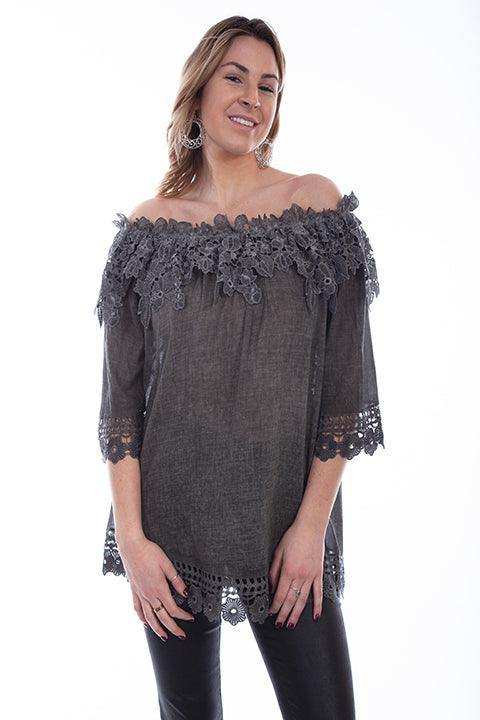 Scully CHARCOAL CROCHET LACE TUNIC - Scully Leather - Flyclothing LLC