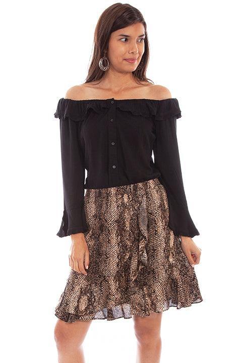 Scully PYTHON 19" RUFFLED PYTHON SKIRT - Scully Leather - Flyclothing LLC
