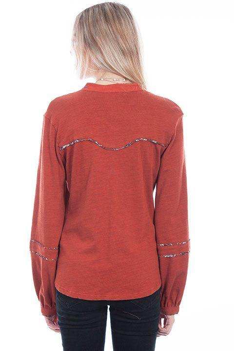 Scully RUST EMBROIDERED YOKE L/S BLOUSE - Scully Leather - Flyclothing LLC