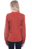 Scully RUST EMBROIDERED YOKE L/S BLOUSE - Scully Leather - Flyclothing LLC