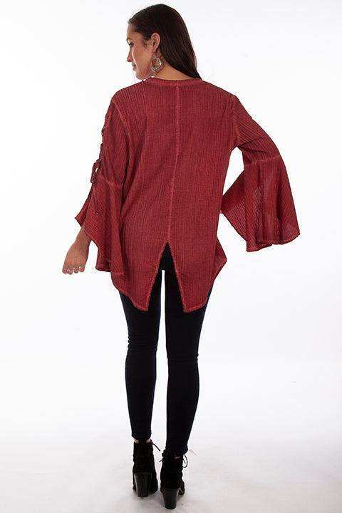 Scully RED TUNIC W/LACE UP SLEEVES - Scully Leather - Flyclothing LLC