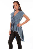 Scully DENIM TIE FRONT HI/LO TOP - Scully Leather - Flyclothing LLC