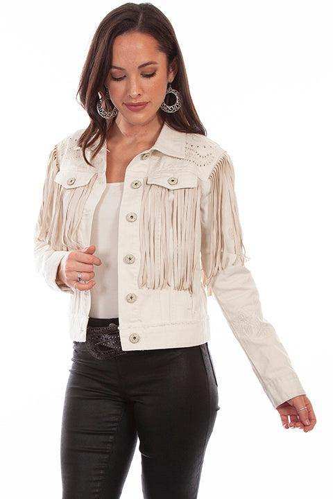 Scully OFF WHITE FRINGE JACKET W/EMB. CROCHET - Scully Leather - Flyclothing LLC