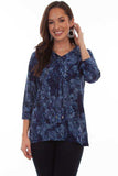 Scully NAVY CRISS CROSS TIE NECK HI/LO BLOUSE - Scully Leather - Flyclothing LLC