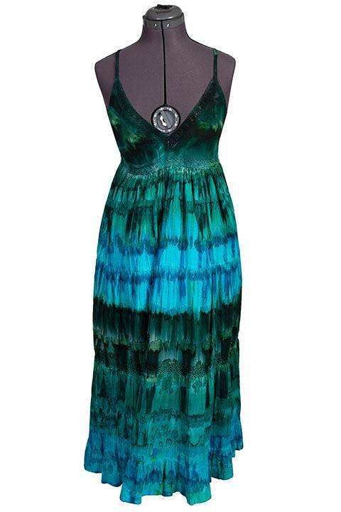 Scully TURQUOISE TIE DYE SPAGHETTI STRAP DRESS(TRIANGLE - Scully Leather - Flyclothing LLC