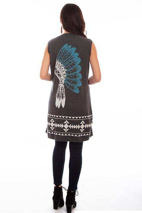 Scully CHARCOAL INDIAN HEADDRESS DUSTER - Scully Leather - Flyclothing LLC