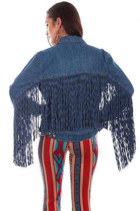 Scully DENIM JACKET W/DENIM FRINGE - Scully Leather - Flyclothing LLC