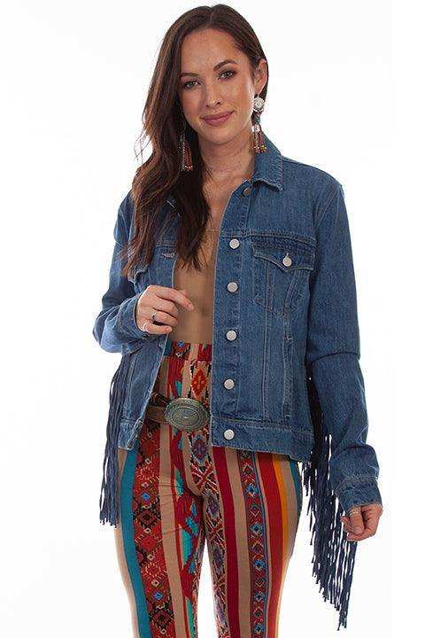 Scully DENIM JACKET W/DENIM FRINGE - Scully Leather - Flyclothing LLC