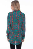 Scully TURQUOISE POLY CREPE BUTTON UP BLOUSE - Scully Leather - Flyclothing LLC