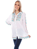 Scully WHITE BUTTON FRONT EMB. TUNIC - Scully Leather - Flyclothing LLC