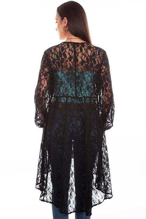 Scully Leather Black Lace Overlay Duster W/Embroidered Bust - Scully Leather - Flyclothing LLC