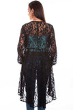 Scully Leather Black Lace Overlay Duster W/Embroidered Bust - Scully Leather - Flyclothing LLC