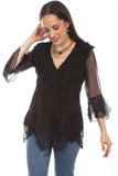 Honey Creek Black Crochet Lace Top - Scully Leather - Flyclothing LLC