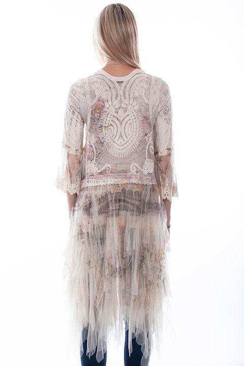 Scully Leather Natural Italy Printed Embroidered Tulle Layered Duster - Scully Leather - Flyclothing LLC