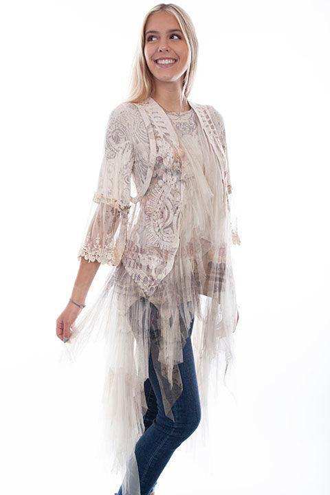 Scully Leather Natural Italy Printed Embroidered Tulle Layered Duster - Scully Leather - Flyclothing LLC