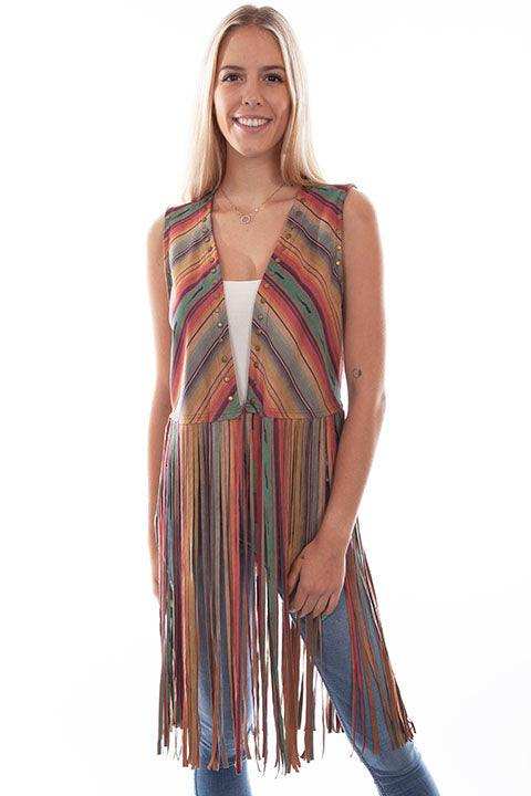 Scully Leather Honey Creek Serape Microfiber Serape Print Fringe Vest - Scully Leather - Flyclothing LLC