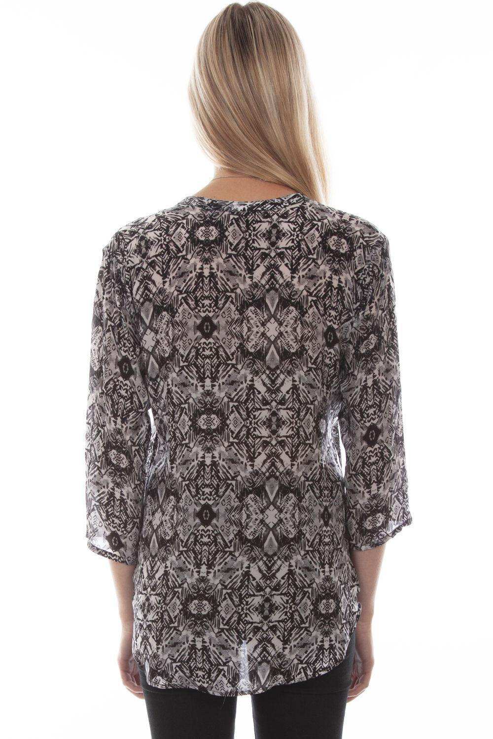 Honey Creek Black & White Blouse - Scully Leather - Flyclothing LLC