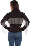Scully Leather Black Denim Jacket W/Rhinestone Fringe Jacket - Scully Leather - Flyclothing LLC
