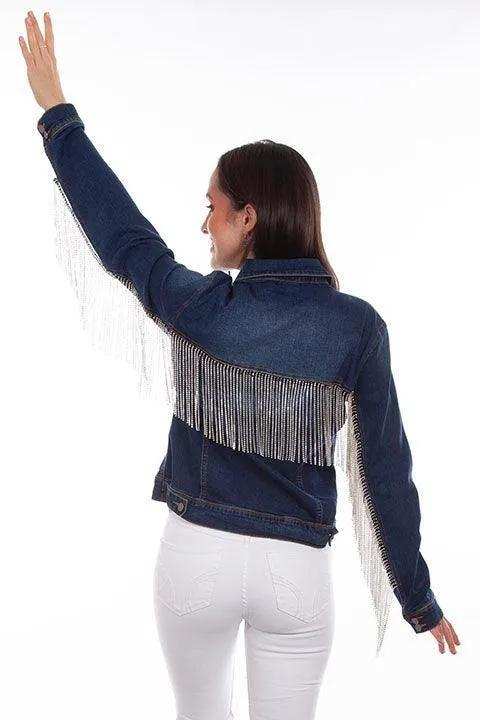 Scully Leather Denim Jacket W/Rhinestone Fringe - Scully Leather - Flyclothing LLC