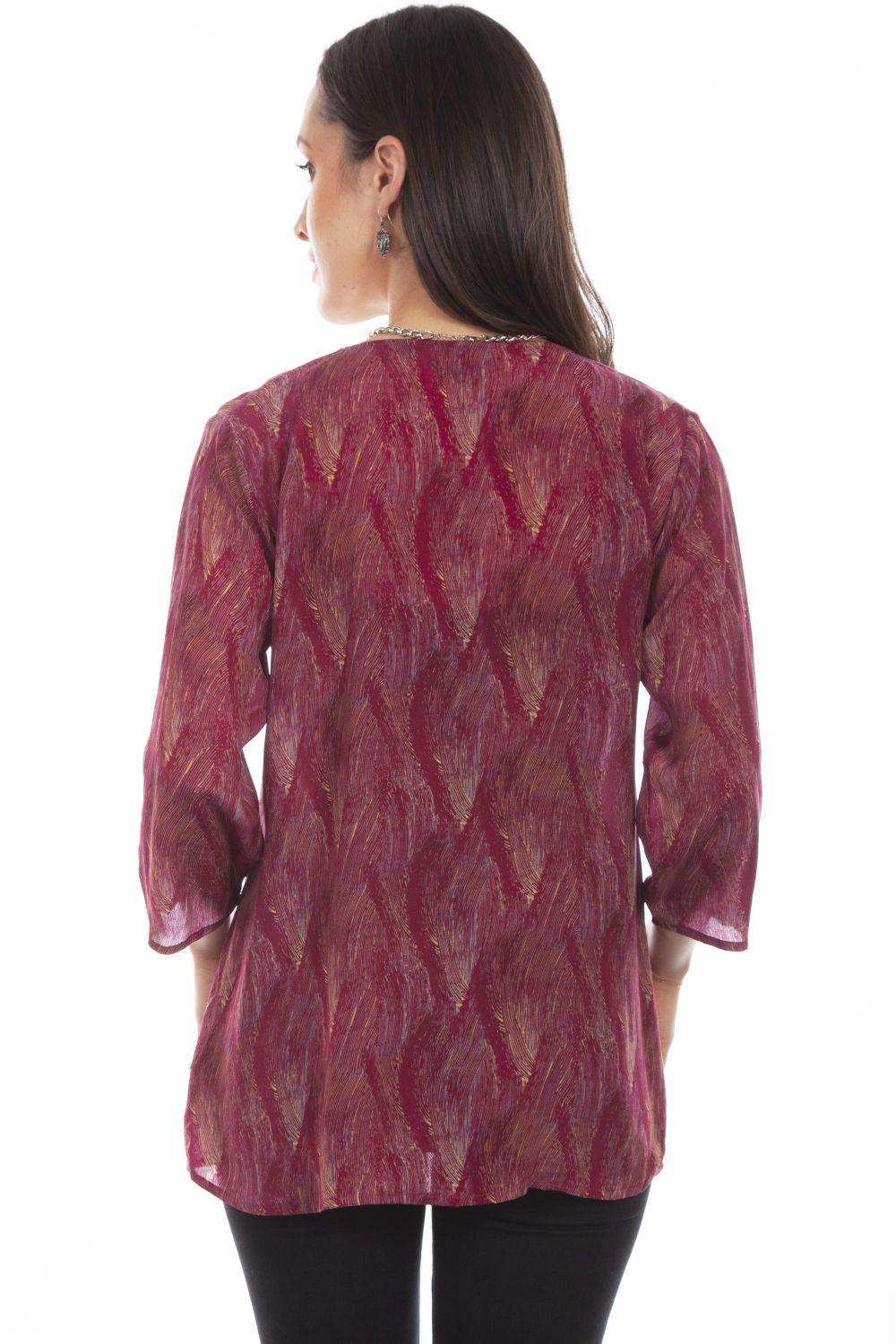 Honey Creek Fuschia V-Neck Pull Over Blouse - Scully Leather - Flyclothing LLC