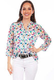 Scully Leather White Button Up Print Blouse - Scully Leather - Flyclothing LLC