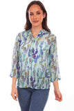 Scully Leather Aqua Button Up Print Blouse - Scully Leather - Flyclothing LLC