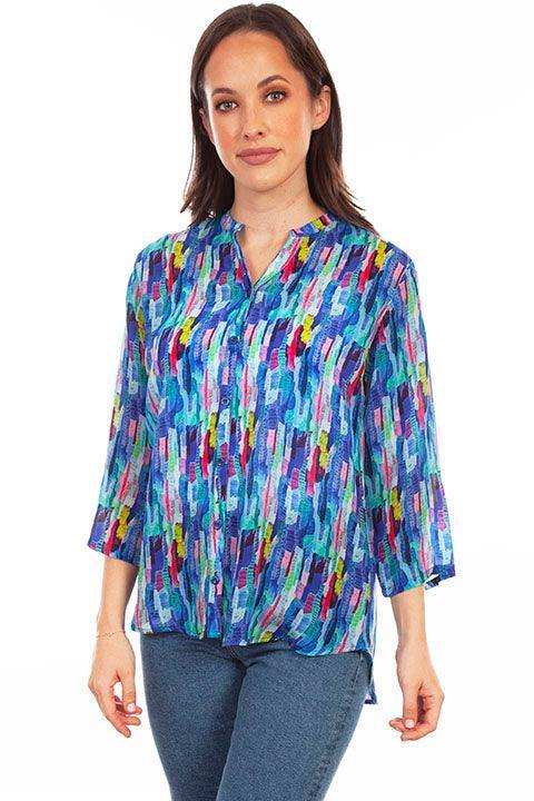 Scully Button Up Print Blouse - Scully Leather - Flyclothing LLC
