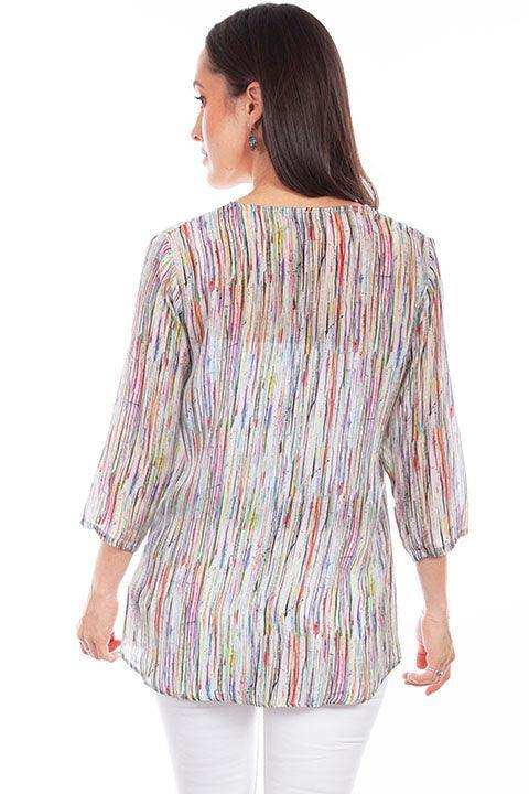 Scully Leather 36% Viscose Multi Pullover V-Neck Print Blouse - Scully Leather - Flyclothing LLC