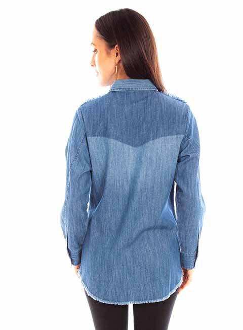 Scully Leather Honey Creek Denim Denim Blouse With Embroidery Yokes - Scully Leather - Flyclothing LLC