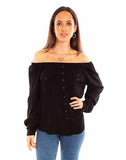 Scully Leather Honey Creek Black Off Shoulder Blouse - Scully Leather - Flyclothing LLC