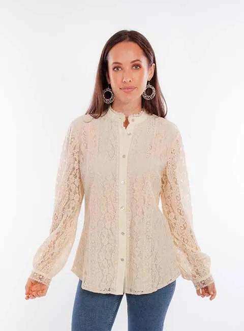 Scully Leather Honey Creek Ivory Lace Top - Scully Leather - Flyclothing LLC