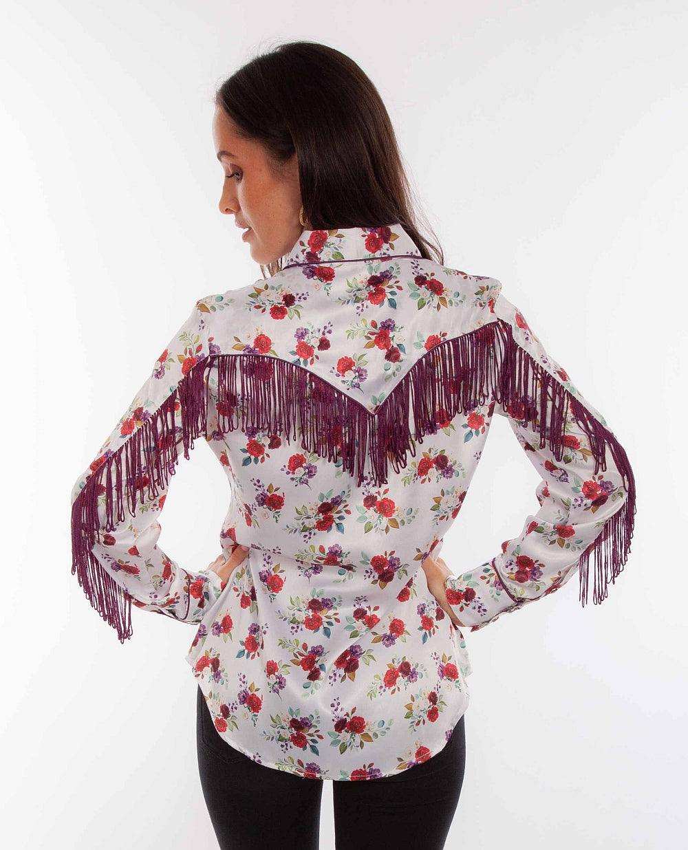 Scully Leather Floral Blouse with Back Fringe - Scully Leather - Flyclothing LLC