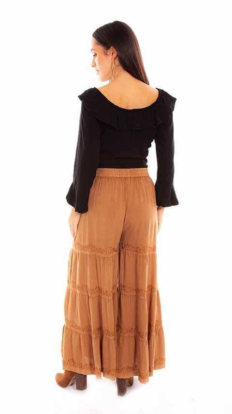 Scully Leather 100% Rayon Beige Rayon Palazzo Pants W/Pockets Pant - Scully Leather - Flyclothing LLC