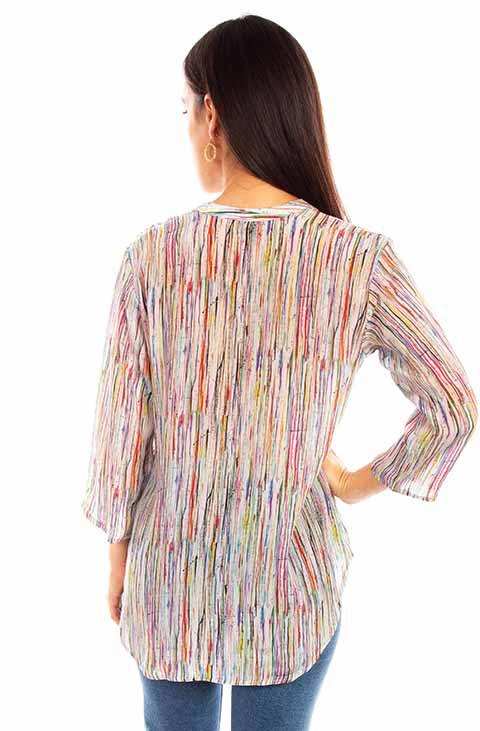 Scully Leather Honey Creek Multi Abstract Stripe Print Blouse - Scully Leather - Flyclothing LLC