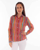 Scully Leather Honey Creek Multi Colorful Stripe Print Button Up Blouse - Scully Leather - Flyclothing LLC