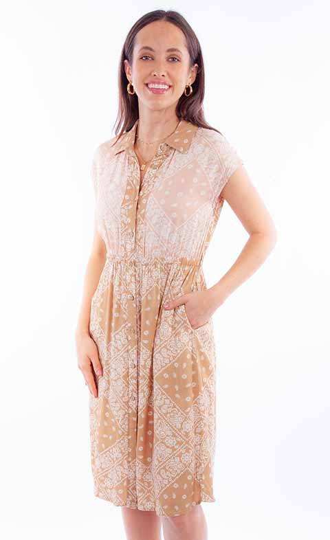 Scully Leather Honey Creek Toffee Bandana Print Dress - Scully Leather - Flyclothing LLC