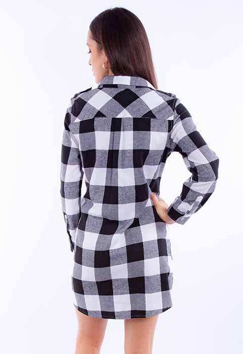Scully Leather Honey Creek Black-White Buffalo Check Shirt-Dress - Scully Leather - Flyclothing LLC
