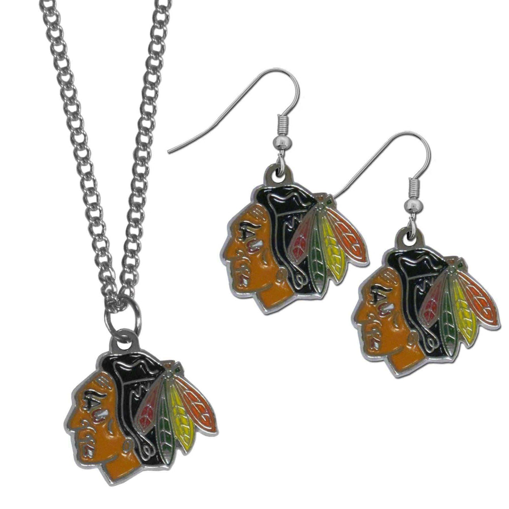 Chicago Blackhawks® Dangle Earrings and Chain Necklace Set - Siskiyou Buckle - Flyclothing LLC