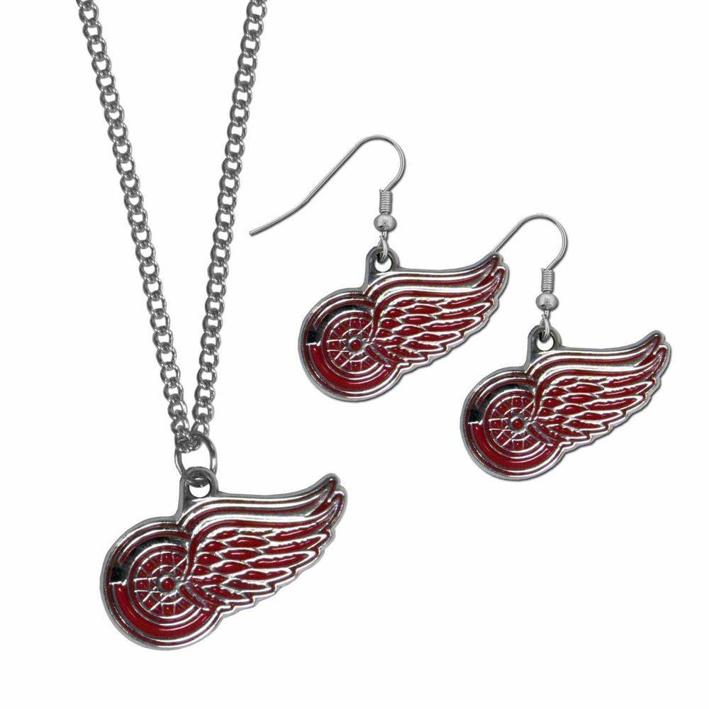 Detroit Red Wings® Dangle Earrings and Chain Necklace Set - Siskiyou Buckle - Flyclothing LLC