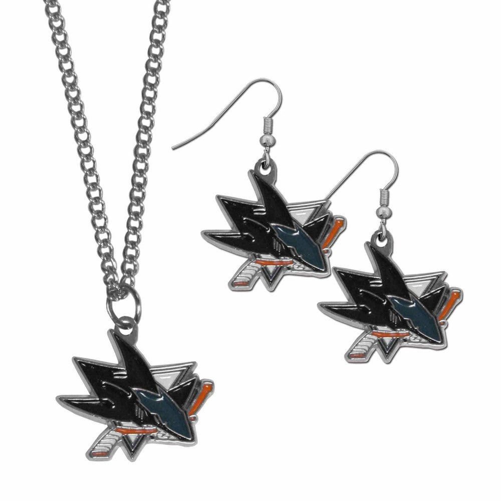 San Jose Sharks® Dangle Earrings and Chain Necklace Set - Siskiyou Buckle - Flyclothing LLC