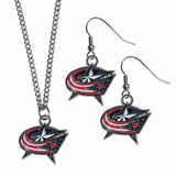 Columbus Blue Jackets® Dangle Earrings and Chain Necklace Set - Siskiyou Buckle - Flyclothing LLC