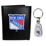 New York Rangers Leather Tri-fold Wallet & Steel Key Chain - Siskiyou Buckle - Flyclothing LLC