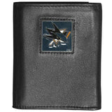 San Jose Sharks® Deluxe Leather Tri-fold Wallet Packaged in Gift Box - Siskiyou Buckle - Flyclothing LLC