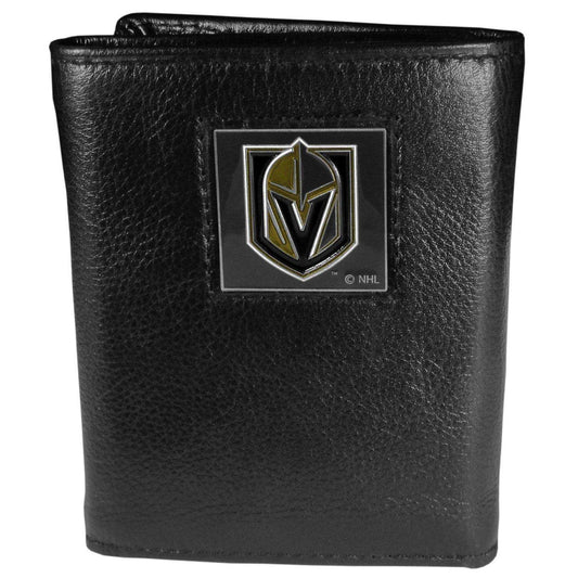 Las Vegas Golden Knights® Deluxe Leather Tri-fold Wallet Packaged in Gift Box - Siskiyou Buckle - Flyclothing LLC