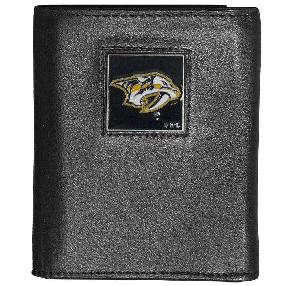 Nashville Predators® Deluxe Leather Tri-fold Wallet Packaged in Gift Box - Siskiyou Buckle - Flyclothing LLC