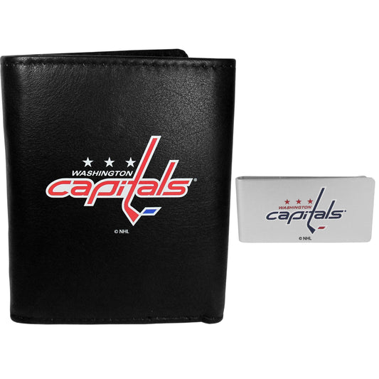 Washington Capitals Leather Tri-fold Wallet & Money Clip - Flyclothing LLC