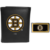 Boston Bruins Leather Tri-fold Wallet & Color Money Clip - Siskiyou Buckle - Flyclothing LLC