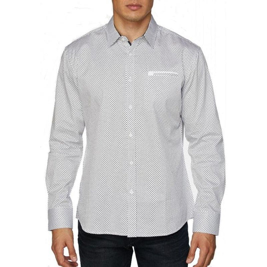 House of Lords Gray 100% cotton men's L/S printed button-down dress shirt - Flyclothing LLC